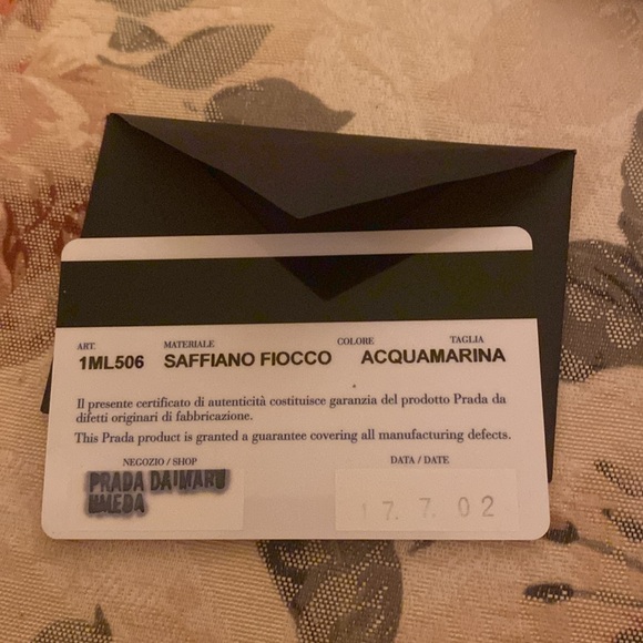 PRADA SAFFIANO LEATHER ZIP AROUND WALLET FRONT BOW AQUAMARINE EUC With COA - Picture 2 of 15